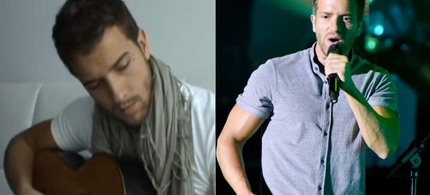 Pablo Alborán, en sus inicios y en una actuación de 2018