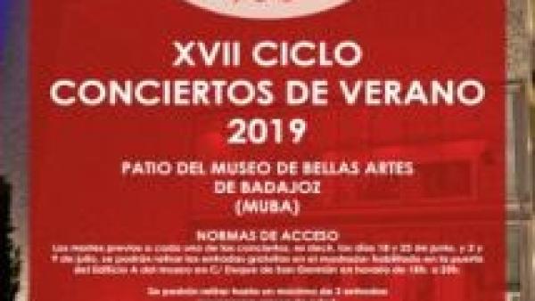 Cuatro actuaciones componen el programa del XVII Ciclo de Conciertos de Verano 2019 del Museo de Bellas Artes de Badajoz Cuatro actuaciones componen el programa del XVII Ciclo de Conciertos de Verano 2019 del Museo de Bellas Artes de Badajoz