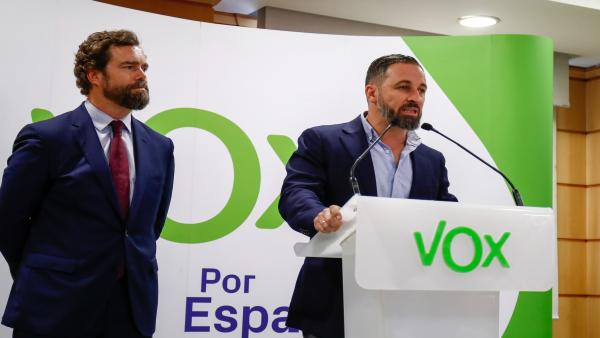 Rueda de prensa de Santiago Abascal sobre los resultados electorales del 26M y su postura ante posibles pactos políticos Rueda de prensa de Santiago Abascal sobre los resultados electorales del 26M y su postura ante posibles pactos políticos