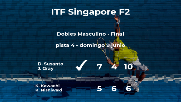 Los tenistas Susanto y Gray, campeones del torneo de Singapur Los tenistas Susanto y Gray, campeones del torneo de Singapur
