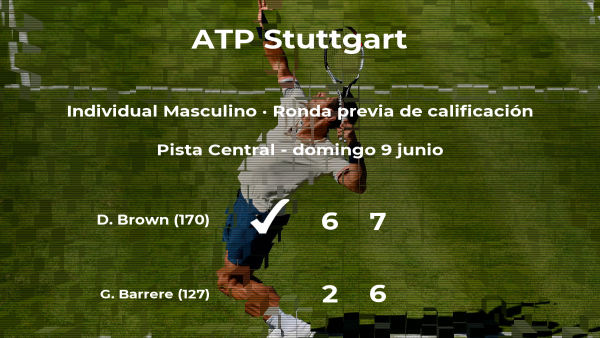 Dustin Brown consigue vencer en la ronda previa de calificación contra Gregoire Barrere Dustin Brown consigue vencer en la ronda previa de calificación contra Gregoire Barrere
