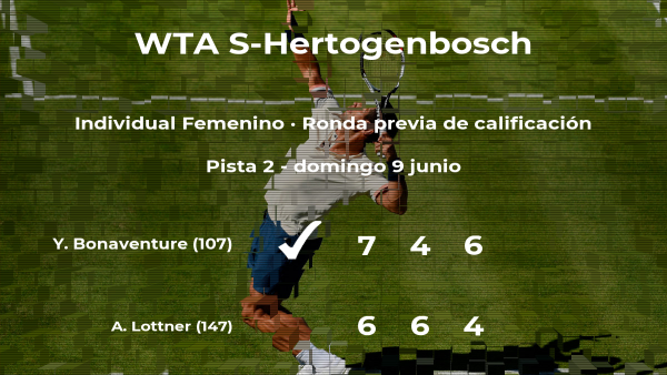 La tenista Ysaline Bonaventure pasa a la siguiente fase del torneo WTA International de 's-Hertogenbosch La tenista Ysaline Bonaventure pasa a la siguiente fase del torneo WTA International de 's-Hertogenbosch
