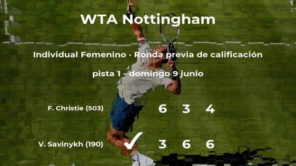 Valeria Savinykh vence a la tenista Freya Christie en la ronda previa de calificación Valeria Savinykh vence a la tenista Freya Christie en la ronda previa de calificación