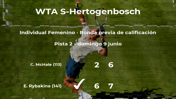 La tenista Elena Rybakina vence en la ronda previa de calificación del torneo WTA International de 's-Hertogenbosch La tenista Elena Rybakina vence en la ronda previa de calificación del torneo WTA International de 's-Hertogenbosch