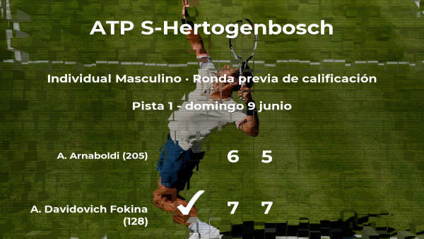 El tenista Alejandro Davidovich Fokina gana en la ronda previa de calificación del torneo ATP 250 de 's-Hertogenbosch El tenista Alejandro Davidovich Fokina gana en la ronda previa de calificación del torneo ATP 250 de 's-Hertogenbosch