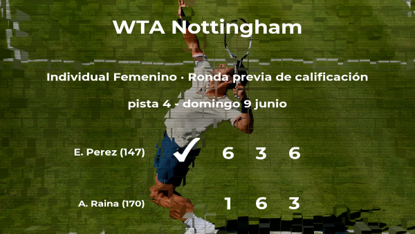 La tenista Ellen Perez pasa de ronda del torneo WTA International de Nottingham La tenista Ellen Perez pasa de ronda del torneo WTA International de Nottingham