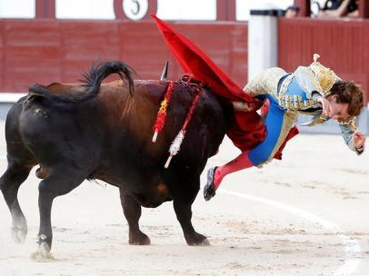 Cogida de Román en Las Ventas