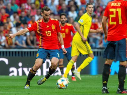 Fabián con la selección ante Suecia
