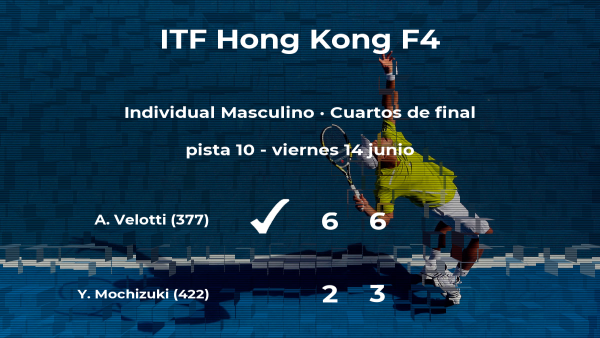El tenista Agustín Velotti pasa a la próxima fase del torneo de Hong Kong tras vencer en los cuartos de final El tenista Agustín Velotti pasa a la próxima fase del torneo de Hong Kong tras vencer en los cuartos de final