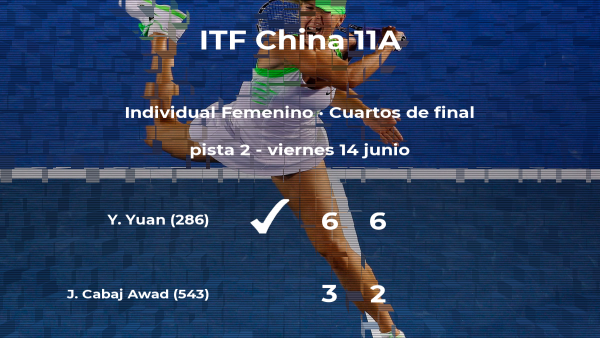 La tenista Yue Yuan logra la plaza de las semifinales a costa de la tenista Jacqueline Cabaj Awad La tenista Yue Yuan logra la plaza de las semifinales a costa de la tenista Jacqueline Cabaj Awad