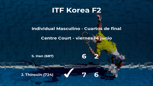 El tenista Jean Thirouin pasa a la siguiente ronda del torneo de Gimcheon tras vencer en los cuartos de final El tenista Jean Thirouin pasa a la siguiente ronda del torneo de Gimcheon tras vencer en los cuartos de final