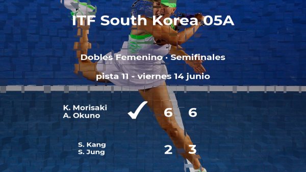 Las tenistas Morisaki y Okuno logran clasificarse para la final a costa de Kang y Jung Las tenistas Morisaki y Okuno logran clasificarse para la final a costa de Kang y Jung
