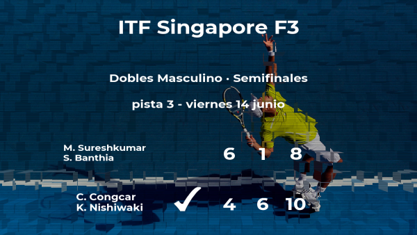 Los tenistas Congcar y Nishiwaki le arrebatan la plaza de la final a Sureshkumar y Banthia Los tenistas Congcar y Nishiwaki le arrebatan la plaza de la final a Sureshkumar y Banthia