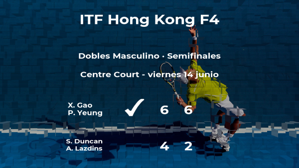 Los tenistas Gao y Yeung pasan a la siguiente fase del torneo de Hong Kong tras vencer en las semifinales Los tenistas Gao y Yeung pasan a la siguiente fase del torneo de Hong Kong tras vencer en las semifinales