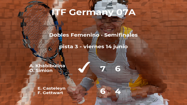 Las tenistas Casteleyn y Gettwart se quedan a las puertas de la final del torneo de Kaltenkirchen Las tenistas Casteleyn y Gettwart se quedan a las puertas de la final del torneo de Kaltenkirchen