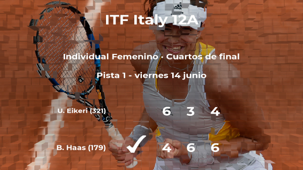 La tenista Barbara Haas consigue clasificarse para las semifinales a costa de la tenista Ulrikke Eikeri La tenista Barbara Haas consigue clasificarse para las semifinales a costa de la tenista Ulrikke Eikeri