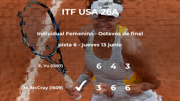 Megan McCray pasa a los cuartos de final del torneo de Wesley Chapel Megan McCray pasa a los cuartos de final del torneo de Wesley Chapel