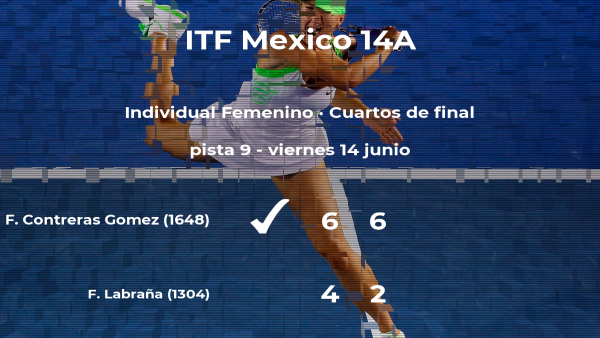 La tenista Fernanda Contreras Gomez pasa a la siguiente fase del torneo de Cancún tras vencer en los cuartos de final La tenista Fernanda Contreras Gomez pasa a la siguiente fase del torneo de Cancún tras vencer en los cuartos de final