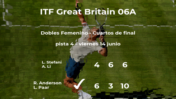 Anderson y Paar le arrebatan la plaza de las semifinales a Stefani y Li Anderson y Paar le arrebatan la plaza de las semifinales a Stefani y Li