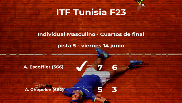El tenista Antoine Escoffier, clasificado para las semifinales del torneo de Tabarka El tenista Antoine Escoffier, clasificado para las semifinales del torneo de Tabarka