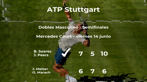 Soares y Peers se clasifican para la final del torneo ATP 250 de Stuttgart Soares y Peers se clasifican para la final del torneo ATP 250 de Stuttgart