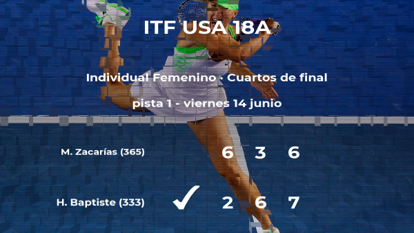 La tenista Hailey Baptiste consigue clasificarse para las semifinales a costa de la tenista Marcela Zacarías La tenista Hailey Baptiste consigue clasificarse para las semifinales a costa de la tenista Marcela Zacarías