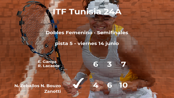 Las tenistas Zeballos y Bouzo Zanotti logran clasificarse para la final a costa de Ganga y Lacasse Las tenistas Zeballos y Bouzo Zanotti logran clasificarse para la final a costa de Ganga y Lacasse