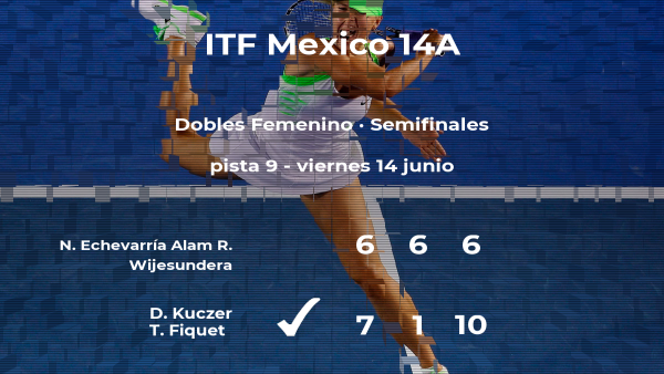 Las tenistas Kuczer y Fiquet le arrebatan la plaza de la final a Echevarría Alam y Wijesundera Las tenistas Kuczer y Fiquet le arrebatan la plaza de la final a Echevarría Alam y Wijesundera