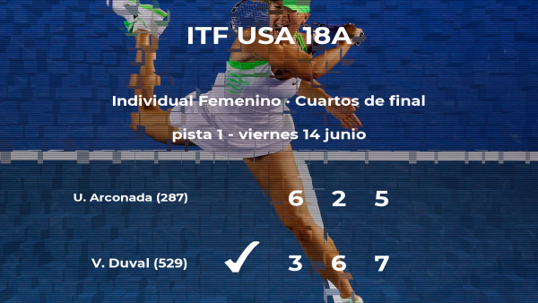 Victoria Duval consigue clasificarse para las semifinales a costa de la tenista Usue Maitane Arconada Victoria Duval consigue clasificarse para las semifinales a costa de la tenista Usue Maitane Arconada