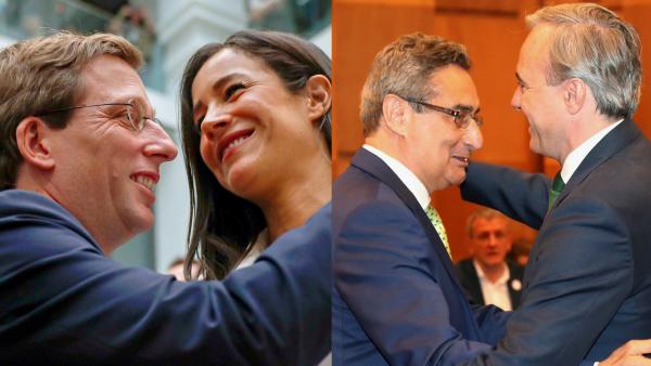 Almeida y Villacís en Madrid; Jorge Azcon (d) y Julio Calvo en Zaragoza Almeida y Villacís en Madrid; Jorge Azcon (d) y Julio Calvo en Zaragoza