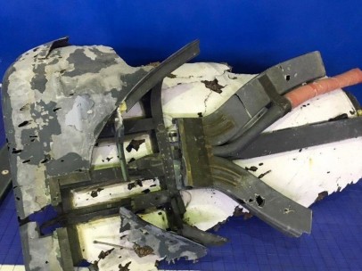 Restos del fuselaje del dron estadounidense derribado por Irán