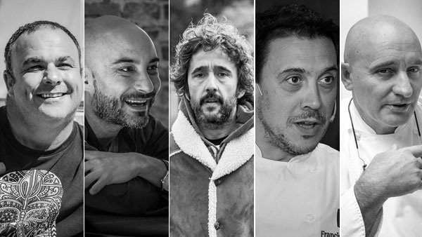 Los cocineros Ángel León, Manu Domínguez, Diego Guerrero, Francis Paniego y Toño Pérez Los cocineros Ángel León, Manu Domínguez, Diego Guerrero, Francis Paniego y Toño Pérez