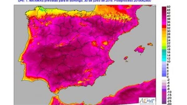 Gráfico elaborado por la Aemet sobre la previsión de máximas a partir del miércoles Gráfico elaborado por la Aemet sobre la previsión de máximas a partir del miércoles
