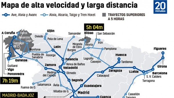 Mapa de la red ferroviaria española Mapa de la red ferroviaria española