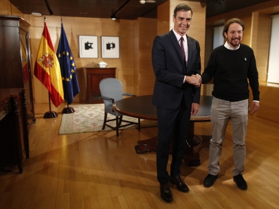 Sánchez e Iglesias en su anterior reunión.