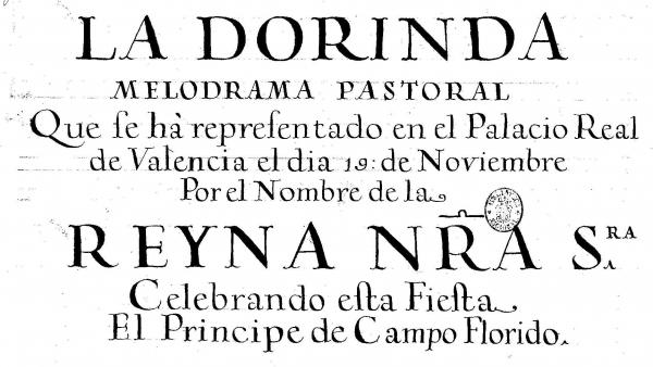 Portada Del Manuscrito De La Ópera 'La Dorinda' Portada Del Manuscrito De La Ópera 'La Dorinda'
