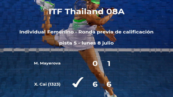 La tenista Xinyu Cai gana en la ronda previa de calificación del torneo de Hua Hin La tenista Xinyu Cai gana en la ronda previa de calificación del torneo de Hua Hin
