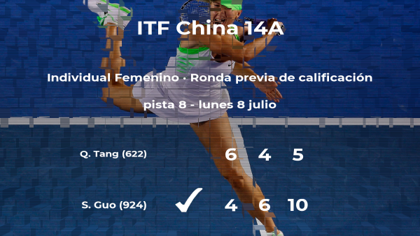 Shanshan Guo vence en la ronda previa de calificación del torneo de Ulanqab Shanshan Guo vence en la ronda previa de calificación del torneo de Ulanqab