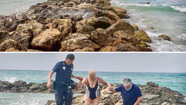 La Policía Local auxilia a unas bañistas en la playa de Ciudad Jardín La Policía Local auxilia a unas bañistas en la playa de Ciudad Jardín