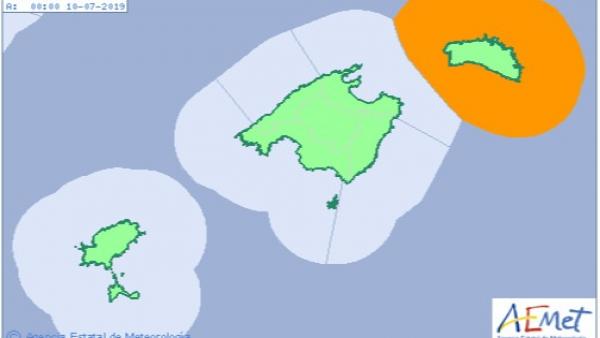 Imagen del riesgo por rissaga en Menorca. Imagen del riesgo por rissaga en Menorca.