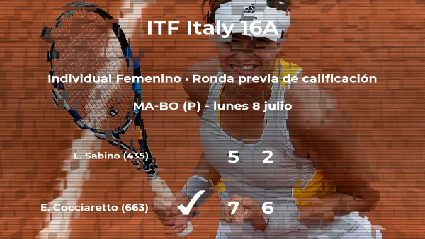 La tenista Elisabetta Cocciaretto gana a Lisa Sabino en la ronda previa de calificación La tenista Elisabetta Cocciaretto gana a Lisa Sabino en la ronda previa de calificación