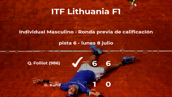 El tenista Quentin Folliot consigue ganar en la ronda previa de calificación a costa de Giordan Kunz El tenista Quentin Folliot consigue ganar en la ronda previa de calificación a costa de Giordan Kunz