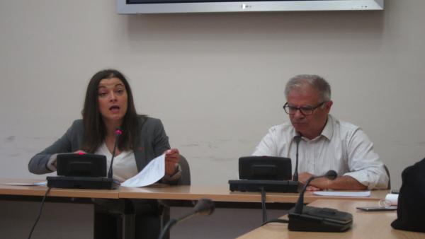 El portavoz parlamentario de En Marea, Manuel Lago, y la diputada Eva Solla en una rueda de prensa en la Cámara gallega El portavoz parlamentario de En Marea, Manuel Lago, y la diputada Eva Solla en una rueda de prensa en la Cámara gallega