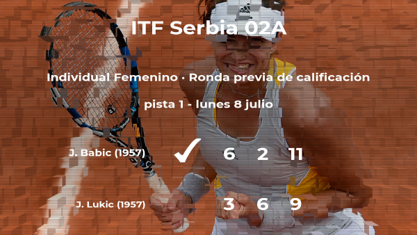 La tenista Jovana Babic ganó a la tenista Jelena Lukic en la ronda previa de calificación del torneo de Prokuplje La tenista Jovana Babic ganó a la tenista Jelena Lukic en la ronda previa de calificación del torneo de Prokuplje