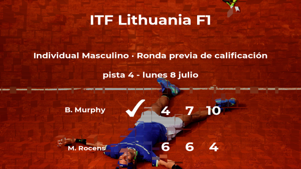 El tenista Brandon Murphy gana en la ronda previa de calificación del torneo de Vilnius El tenista Brandon Murphy gana en la ronda previa de calificación del torneo de Vilnius