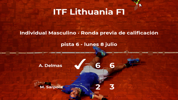 El tenista Amaury Delmas venció a Masi Sarpola en la ronda previa de calificación del torneo de Vilnius El tenista Amaury Delmas venció a Masi Sarpola en la ronda previa de calificación del torneo de Vilnius