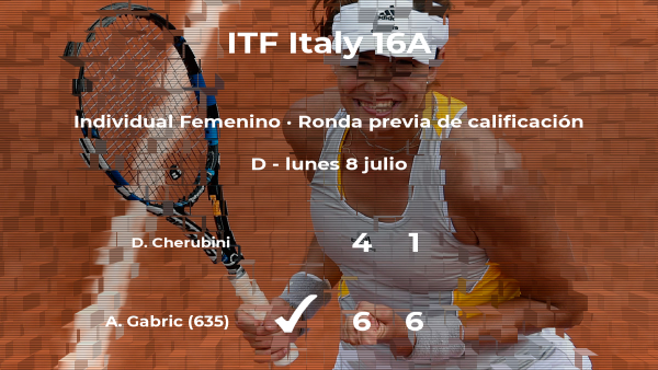 La tenista Anna Gabric ganó a Diletta Cherubini en la ronda previa de calificación del torneo de Torino La tenista Anna Gabric ganó a Diletta Cherubini en la ronda previa de calificación del torneo de Torino