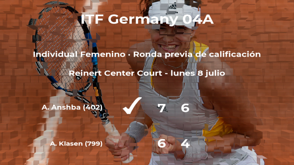 La tenista Amina Anshba vence en la ronda previa de calificación del torneo de Versmold La tenista Amina Anshba vence en la ronda previa de calificación del torneo de Versmold