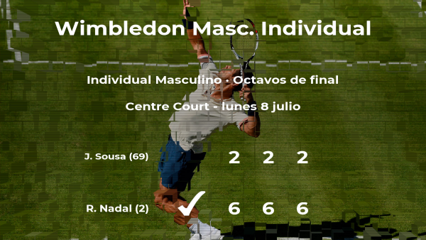 El tenista Rafael Nadal pasa a la siguiente ronda de Wimbledon tras vencer en los octavos de final El tenista Rafael Nadal pasa a la siguiente ronda de Wimbledon tras vencer en los octavos de final