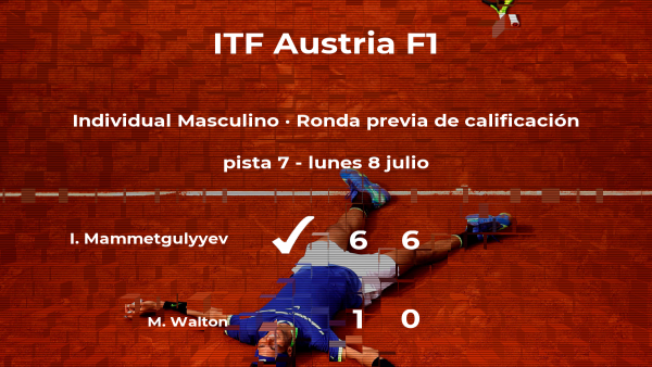 Isa Mammetgulyyev ganó a Matthew Walton en la ronda previa de calificación del torneo de Telfs Isa Mammetgulyyev ganó a Matthew Walton en la ronda previa de calificación del torneo de Telfs